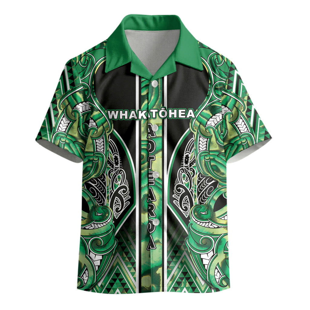 Aotearoa Whakatohea Kid Hawaiian Shirt Maori Tribal Green Abalone Paua Shell Pattern DT05 - Polynesian Pride