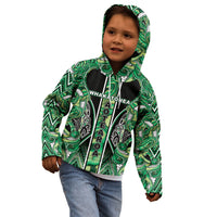 Aotearoa Whakatohea Kid Hoodie Maori Tribal Green Abalone Paua Shell Pattern DT05 - Polynesian Pride