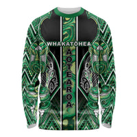 Aotearoa Whakatohea Long Sleeve Shirt Maori Tribal Green Abalone Paua Shell Pattern DT05 Unisex Green - Polynesian Pride
