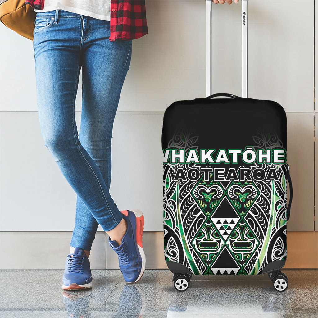 Aotearoa Whakatohea Luggage Cover Maori Tribal Green Abalone Paua Shell Pattern DT05 - Polynesian Pride