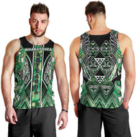 Aotearoa Whakatohea Men Tank Top Maori Tribal Green Abalone Paua Shell Pattern DT05 - Polynesian Pride