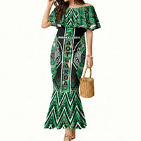 Aotearoa Whakatohea Mermaid Dress Maori Tribal Green Abalone Paua Shell Pattern DT05 Women Green - Polynesian Pride