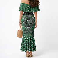 Aotearoa Whakatohea Mermaid Dress Maori Tribal Green Abalone Paua Shell Pattern DT05 - Polynesian Pride