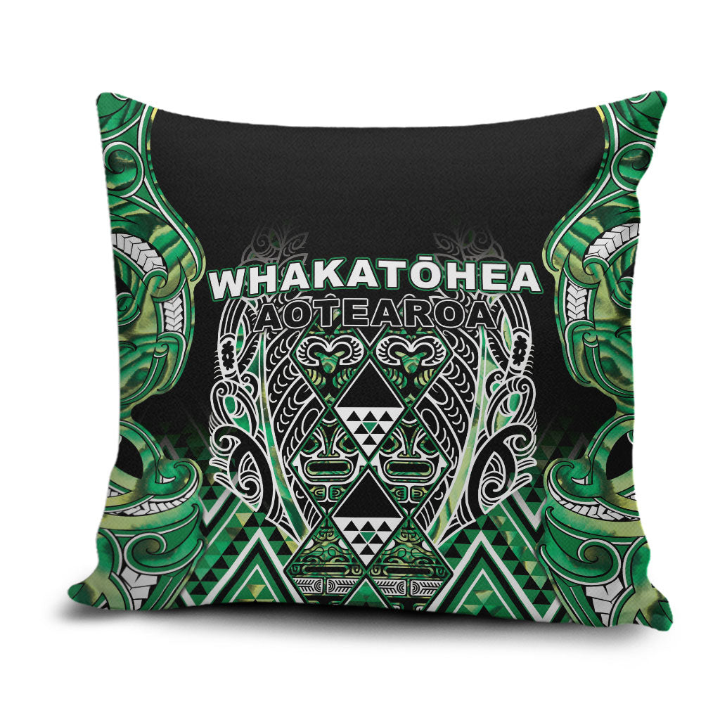 Aotearoa Whakatohea Pillow Cover Maori Tribal Green Abalone Paua Shell Pattern DT05 Green - Polynesian Pride
