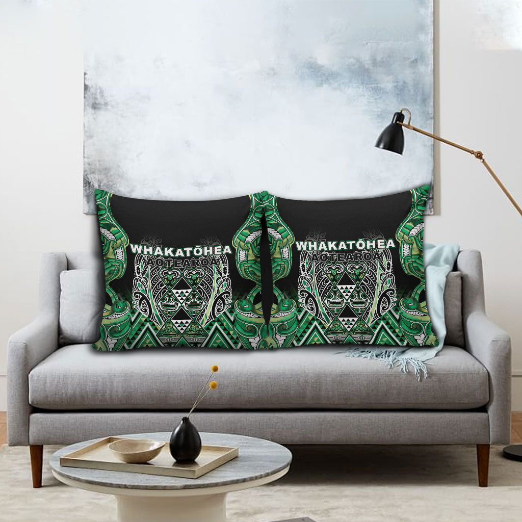 Aotearoa Whakatohea Pillow Cover Maori Tribal Green Abalone Paua Shell Pattern DT05 - Polynesian Pride