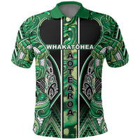 Aotearoa Whakatohea Polo Shirt Maori Tribal Green Abalone Paua Shell Pattern DT05 Green - Polynesian Pride