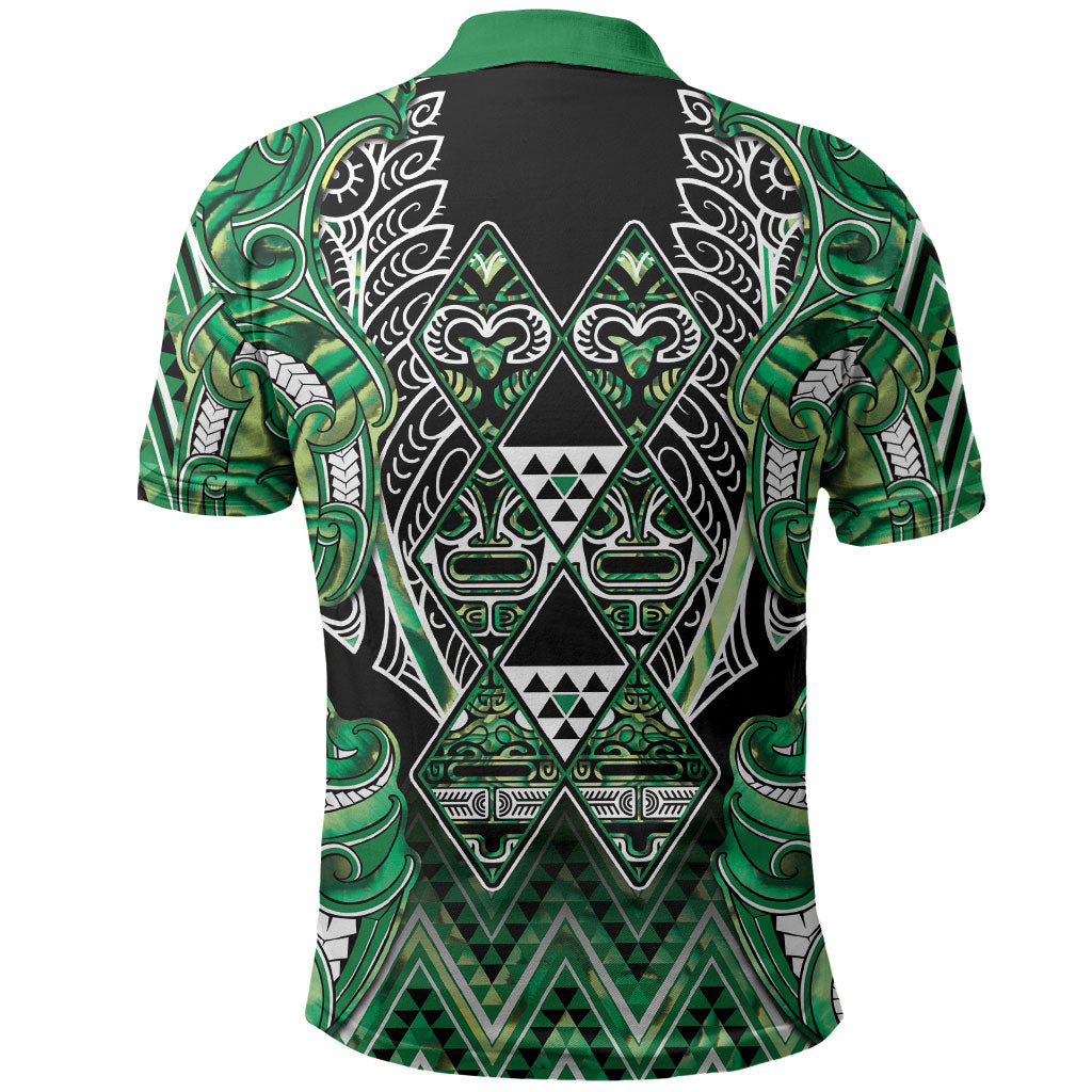 Aotearoa Whakatohea Polo Shirt Maori Tribal Green Abalone Paua Shell Pattern DT05 - Polynesian Pride