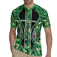 Aotearoa Whakatohea Rugby Jersey Maori Tribal Green Abalone Paua Shell Pattern DT05 - Polynesian Pride