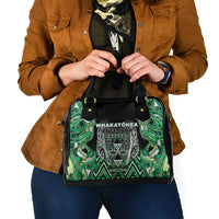 Aotearoa Whakatohea Shoulder Handbag Maori Tribal Green Abalone Paua Shell Pattern DT05 - Polynesian Pride