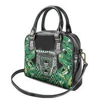 Aotearoa Whakatohea Shoulder Handbag Maori Tribal Green Abalone Paua Shell Pattern DT05 - Polynesian Pride