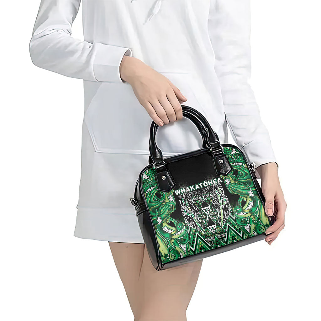Aotearoa Whakatohea Shoulder Handbag Maori Tribal Green Abalone Paua Shell Pattern DT05 - Polynesian Pride
