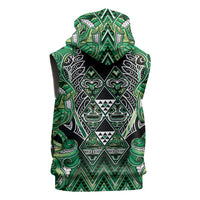 Aotearoa Whakatohea Sleeveless Hoodie Maori Tribal Green Abalone Paua Shell Pattern DT05 - Polynesian Pride