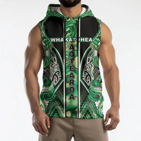 Aotearoa Whakatohea Sleeveless Hoodie Maori Tribal Green Abalone Paua Shell Pattern DT05 - Polynesian Pride