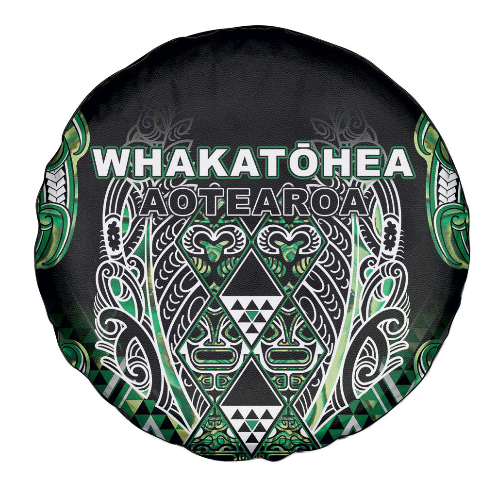 Aotearoa Whakatohea Spare Tire Cover Maori Tribal Green Abalone Paua Shell Pattern DT05 - Polynesian Pride
