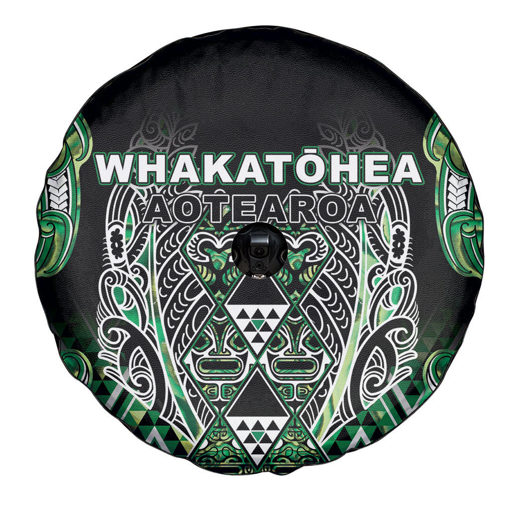 Aotearoa Whakatohea Spare Tire Cover Maori Tribal Green Abalone Paua Shell Pattern DT05 - Polynesian Pride