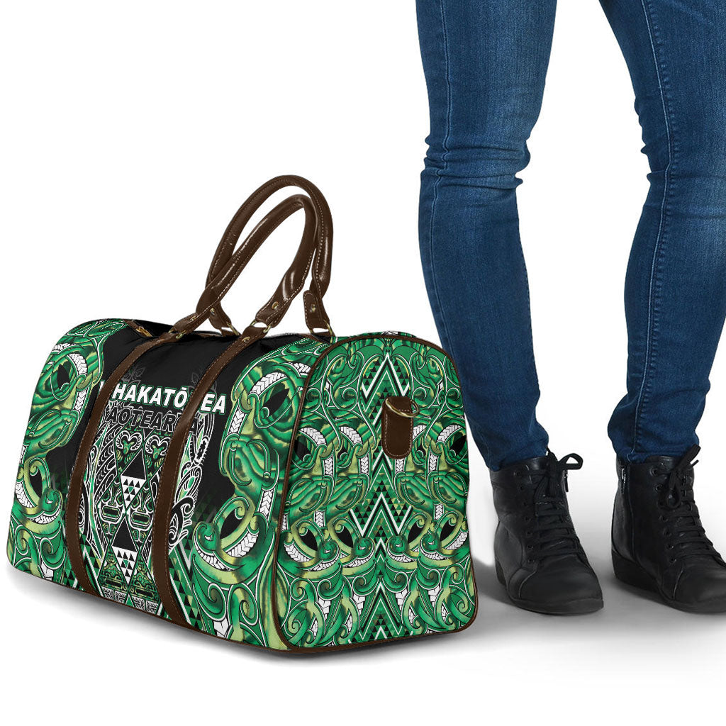 Aotearoa Whakatohea Travel Bag Maori Tribal Green Abalone Paua Shell Pattern DT05 - Polynesian Pride