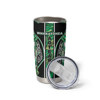 Aotearoa Whakatohea Tumbler Cup Maori Tribal Green Abalone Paua Shell Pattern DT05 - Polynesian Pride