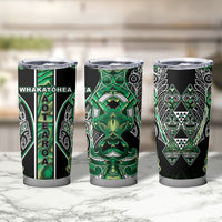 Aotearoa Whakatohea Tumbler Cup Maori Tribal Green Abalone Paua Shell Pattern DT05 - Polynesian Pride