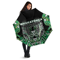 Aotearoa Whakatohea Umbrella Maori Tribal Green Abalone Paua Shell Pattern DT05 - Polynesian Pride