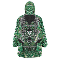 Aotearoa Whakatohea Wearable Blanket Hoodie Maori Tribal Green Abalone Paua Shell Pattern DT05 - Polynesian Pride