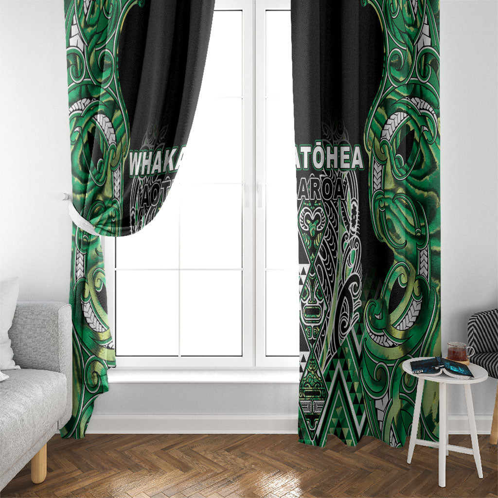 Aotearoa Whakatohea Window Curtain Maori Tribal Green Abalone Paua Shell Pattern DT05 - Polynesian Pride
