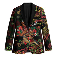 Hawaii Christmas Blazer Aloha Santa Riding Honu DT05 Unisex Black - Polynesian Pride