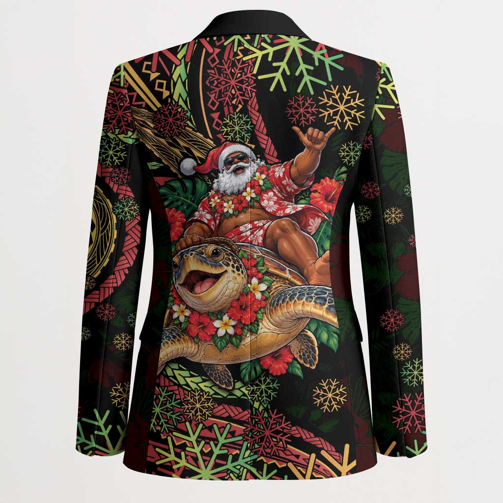 Hawaii Christmas Blazer Aloha Santa Riding Honu DT05 - Polynesian Pride