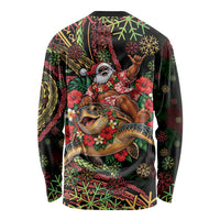 Hawaii Christmas Long Sleeve Shirt Aloha Santa Riding Honu DT05 - Polynesian Pride