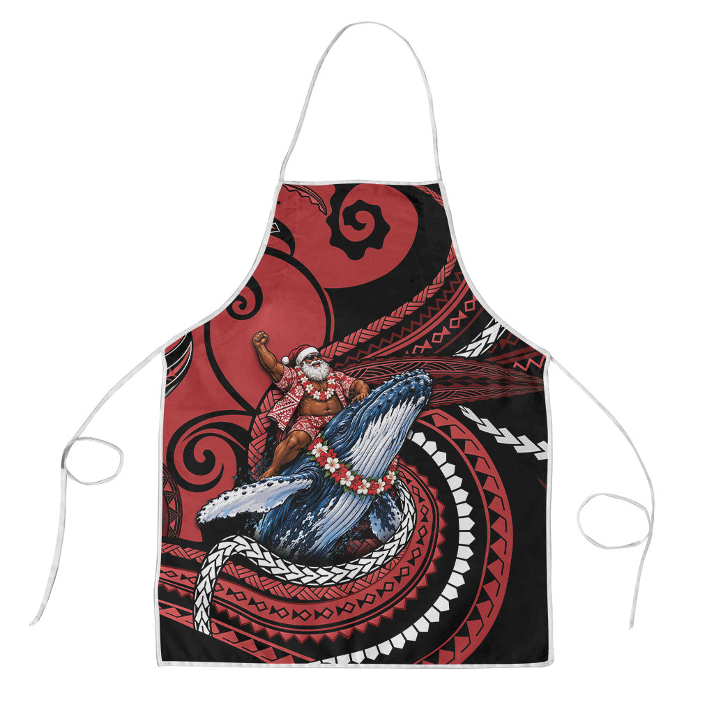 Tonga Christmas Apron Santa Riding Humpback Whale DT05 Red - Polynesian Pride