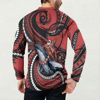 Tonga Christmas Button Sweatshirt Santa Riding Humpback Whale DT05 - Polynesian Pride