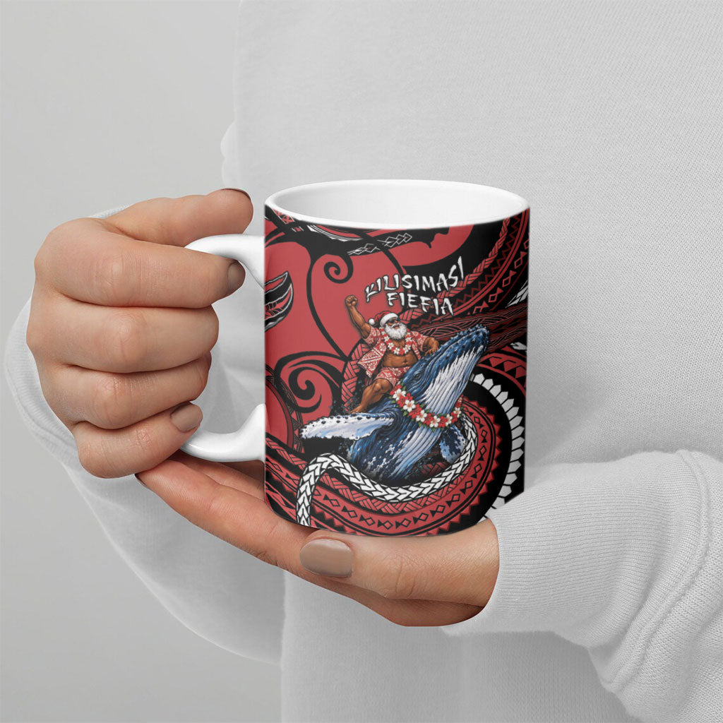 Tonga Christmas Ceramic Mug Santa Riding Humpback Whale DT05 - Polynesian Pride