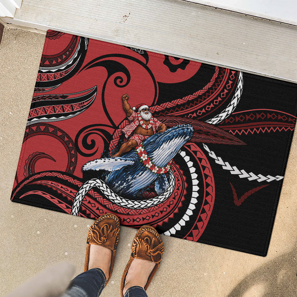 Tonga Christmas Rubber Doormat Santa Riding Humpback Whale DT05 - Polynesian Pride