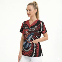 Tonga Christmas Scrub Top Santa Riding Humpback Whale DT05 - Polynesian Pride