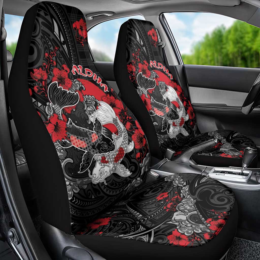 Hawaiian And Japanese Car Seat Cover Aloha Koi Fish Palaka Patterns DT05 - Polynesian Pride