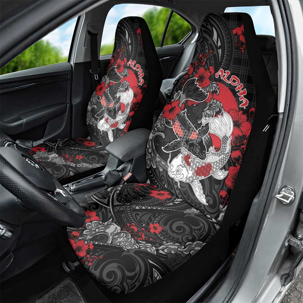 Hawaiian And Japanese Car Seat Cover Aloha Koi Fish Palaka Patterns DT05 - Polynesian Pride