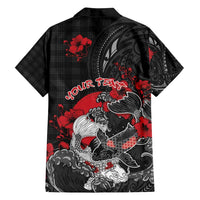 Personalised Hawaiian And Japanese Family Matching Long Sleeve Bodycon Dress and Hawaiian Shirt Aloha Koi Fish Palaka Patterns - Polynesian Pride