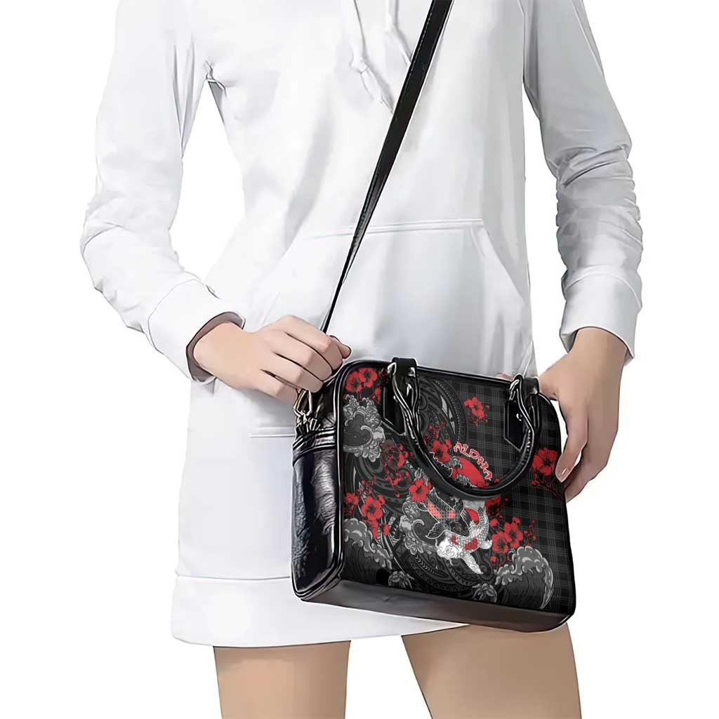 Hawaiian And Japanese Shoulder Handbag Aloha Koi Fish Palaka Patterns - Polynesian Pride