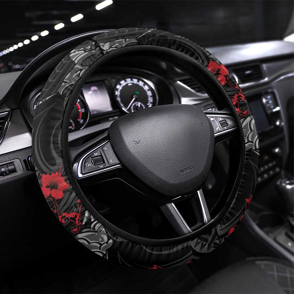Hawaiian And Japanese Steering Wheel Cover Aloha Koi Fish Palaka Patterns - Polynesian Pride