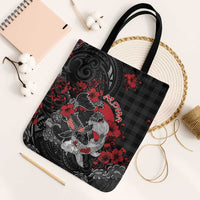 Hawaiian And Japanese Tote Bag Aloha Koi Fish Palaka Patterns - Polynesian Pride