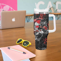 Personalised Hawaiian And Japanese Tumbler With Handle Aloha Koi Fish Palaka Patterns DT05 - Polynesian Pride