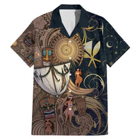 Hawaii Makahiki Family Matching Mermaid Dress and Hawaiian Shirt Polynesian Sky And Earth DT05 Dad's Shirt - Short Sleeve Gold - Polynesian Pride