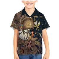 Hawaii Makahiki Family Matching Mermaid Dress and Hawaiian Shirt Polynesian Sky And Earth DT05 Son's Shirt Gold - Polynesian Pride