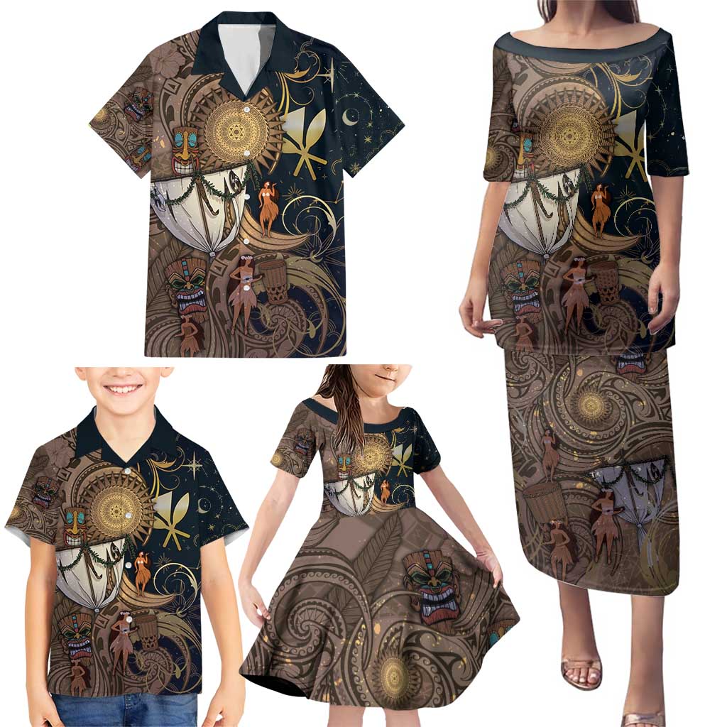 Hawaii Makahiki Family Matching Puletasi and Hawaiian Shirt Polynesian Sky And Earth - Polynesian Pride