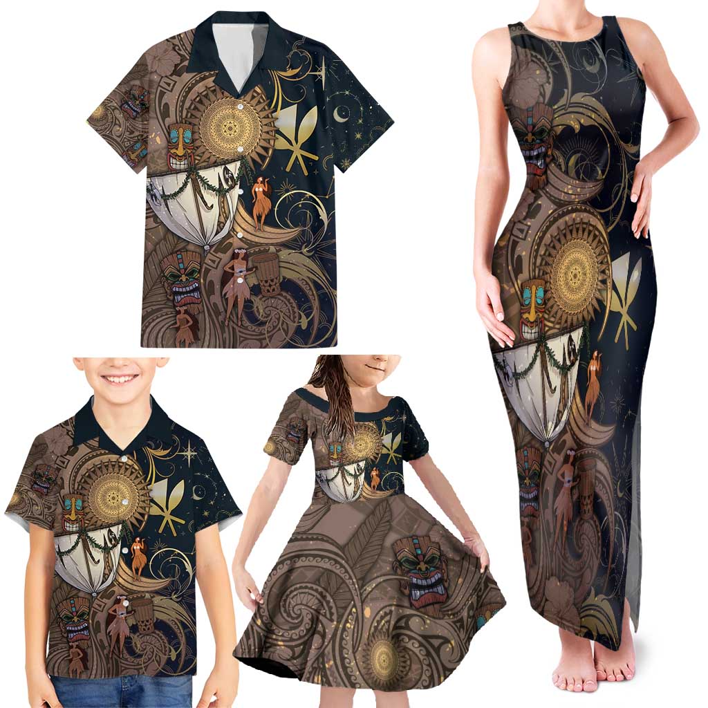 Hawaii Makahiki Family Matching Tank Maxi Dress and Hawaiian Shirt Polynesian Sky And Earth DT05 - Polynesian Pride