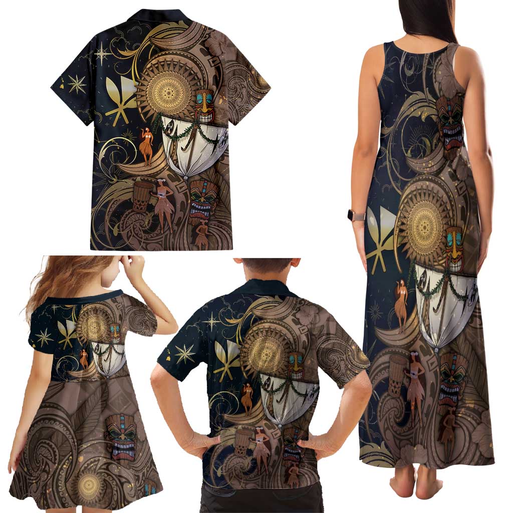 Hawaii Makahiki Family Matching Tank Maxi Dress and Hawaiian Shirt Polynesian Sky And Earth DT05 - Polynesian Pride