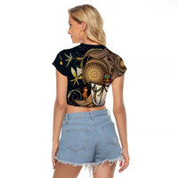 Hawaii Makahiki Raglan Cropped T Shirt Polynesian Sky And Earth DT05 - Polynesian Pride
