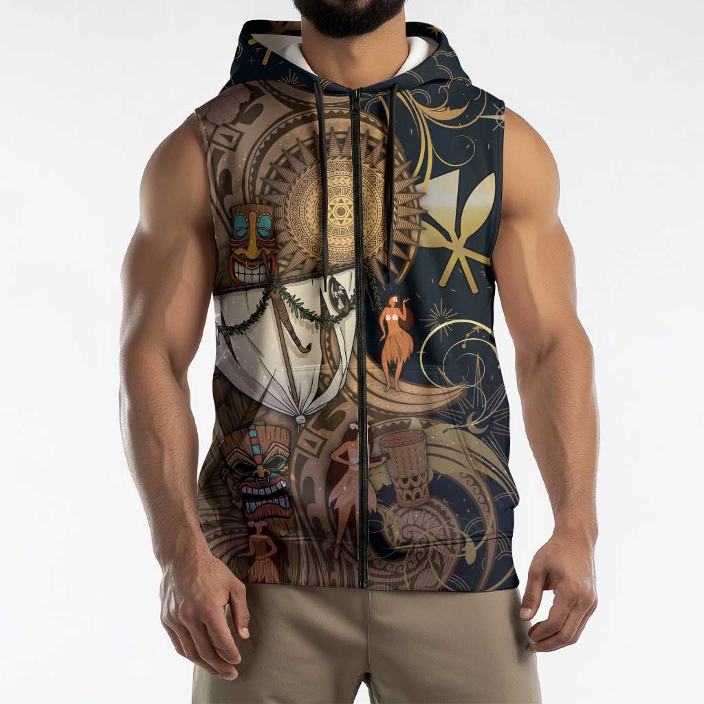 Hawaii Makahiki Sleeveless Zip Hoodie Polynesian Sky And Earth DT05 - Polynesian Pride