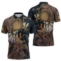 Hawaii Makahiki Zipper Polo Shirt Polynesian Sky And Earth DT05 - Polynesian Pride