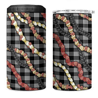 Hawaii Palaka Niihau Shell Lei 4 in 1 Can Cooler Tumbler Tropical Island Plaid Patterns