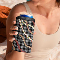 Hawaii Palaka Niihau Shell Lei 4 in 1 Can Cooler Tumbler Tropical Island Plaid Patterns